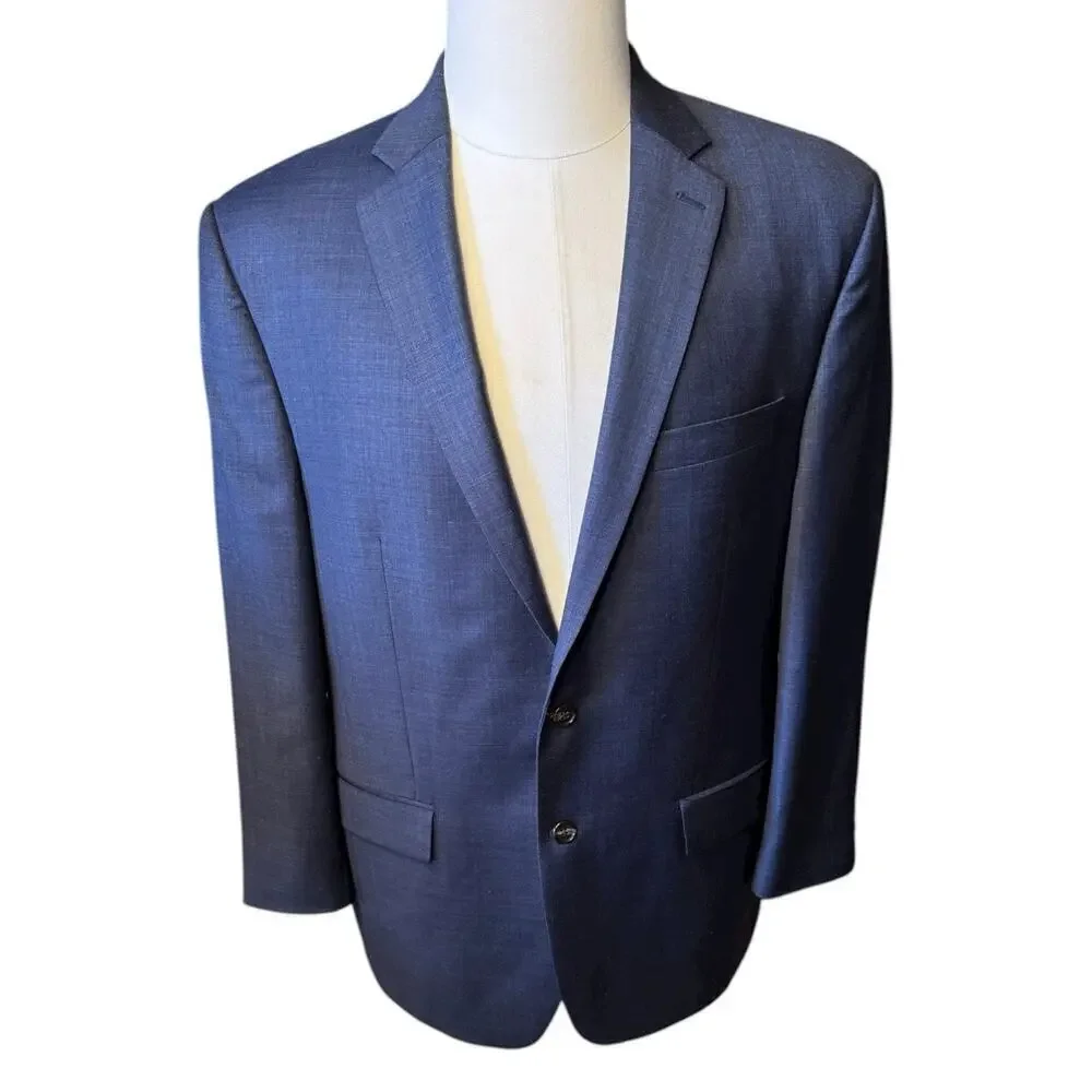 Ralph Lauren Men’s 43R Wool Navy Blue Muted Plaid Two Button Sport Coat Blazer